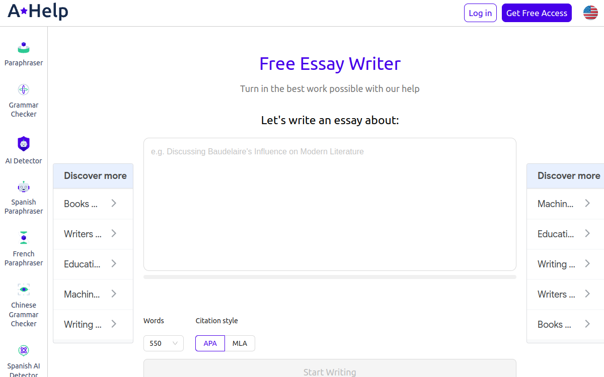 Screenshot of AHelp Essay Writer