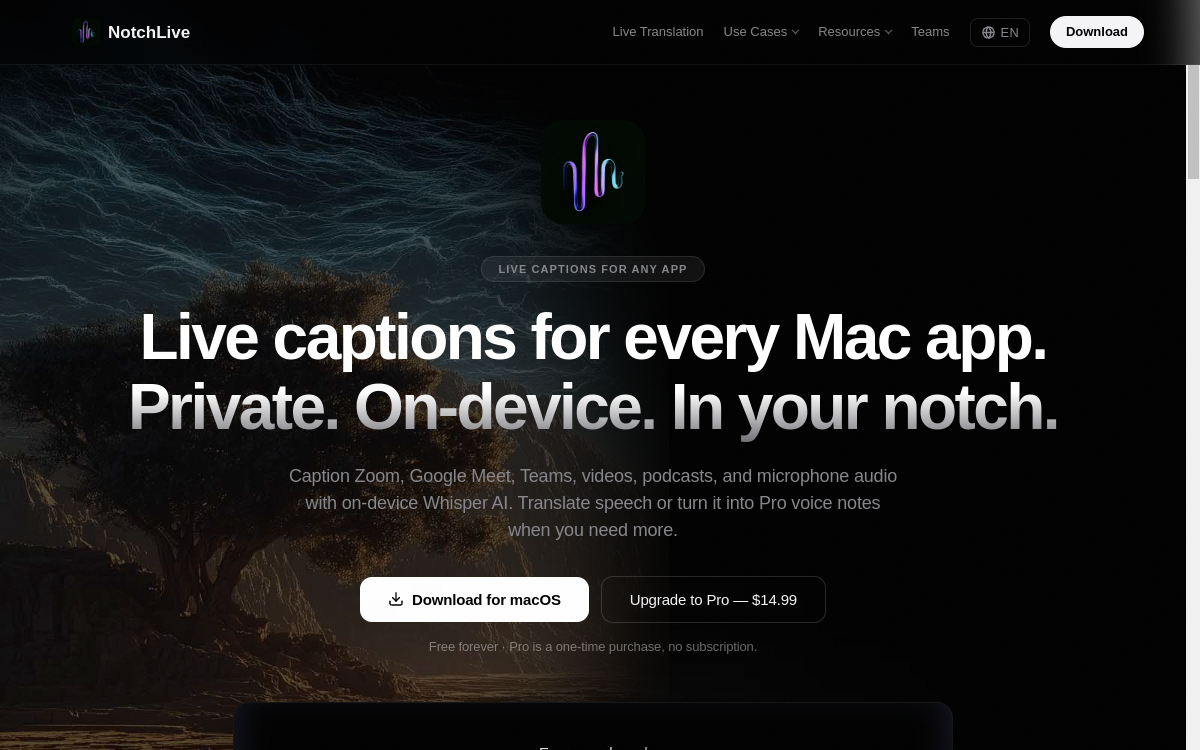 Screenshot of Notchlive