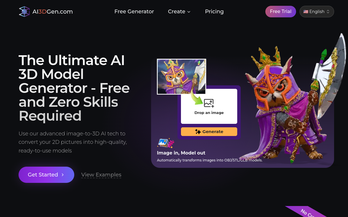 Screenshot of AI3DGen