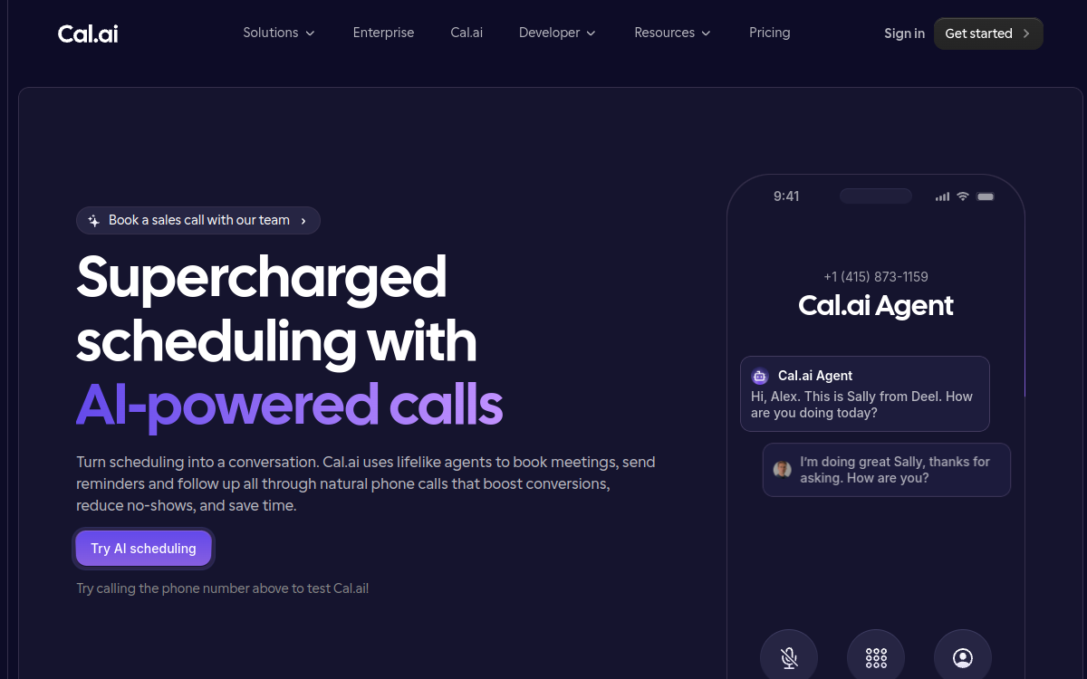 Screenshot of Cal.com AI
