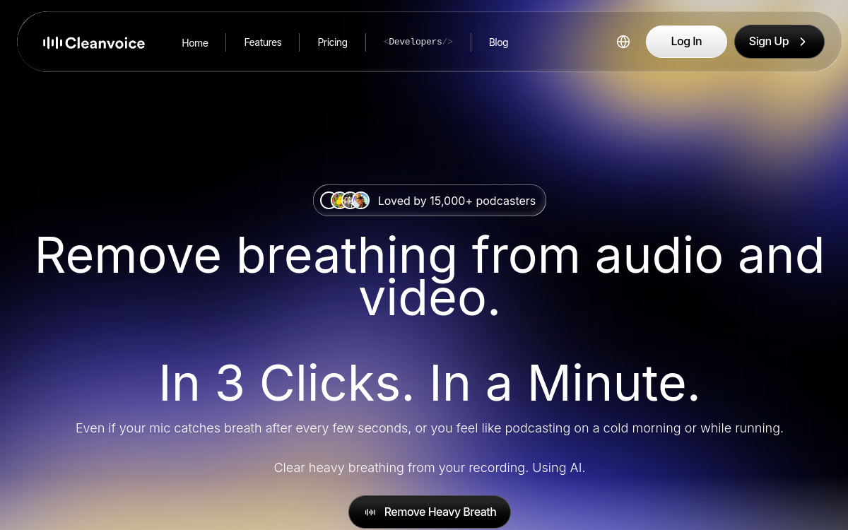 Screenshot of Cleanvoice Breath Remover
