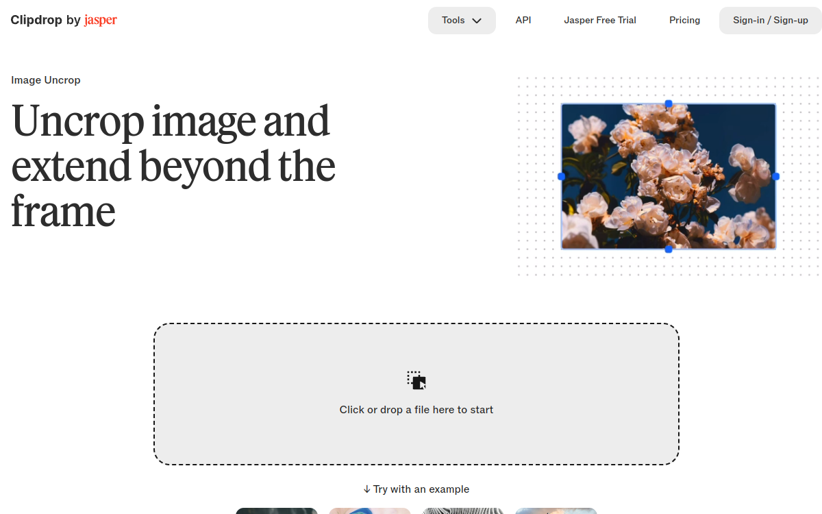 Screenshot of Clipdrop Uncrop