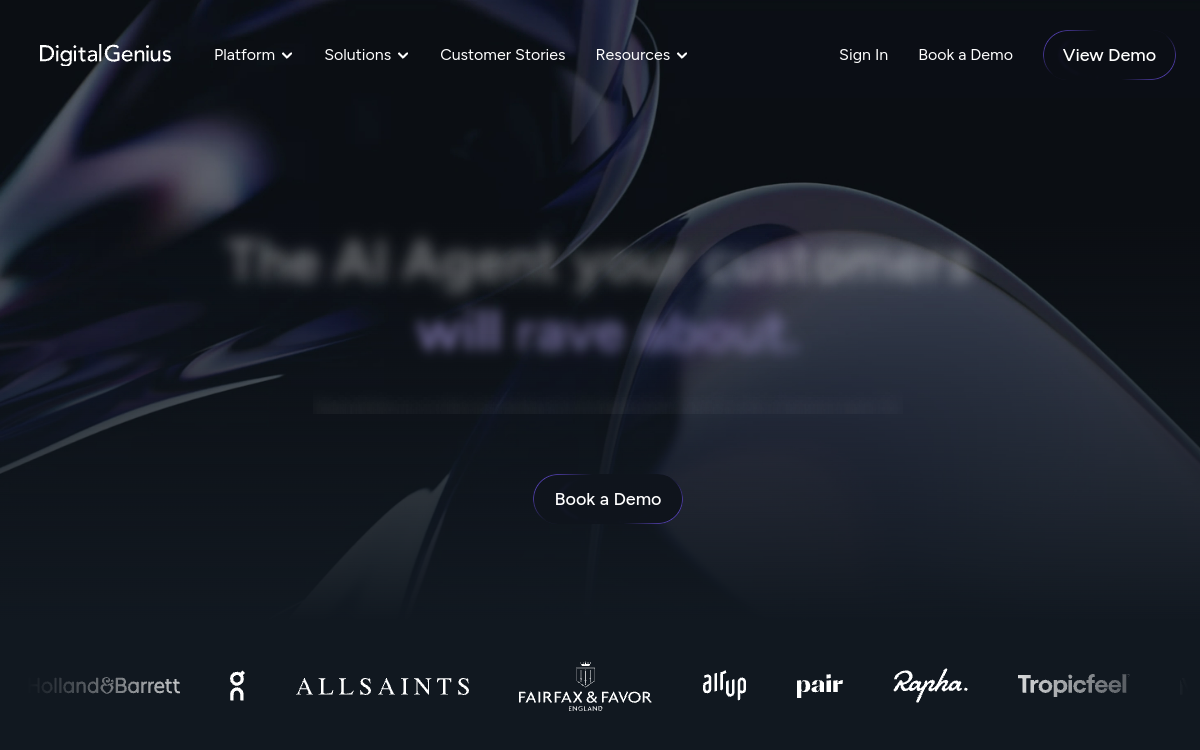 Screenshot of DigitalGenius