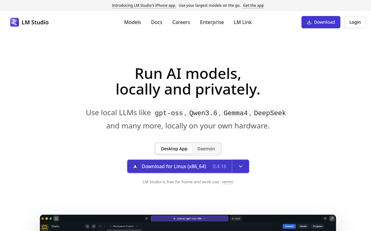 Screenshot of LM Studio