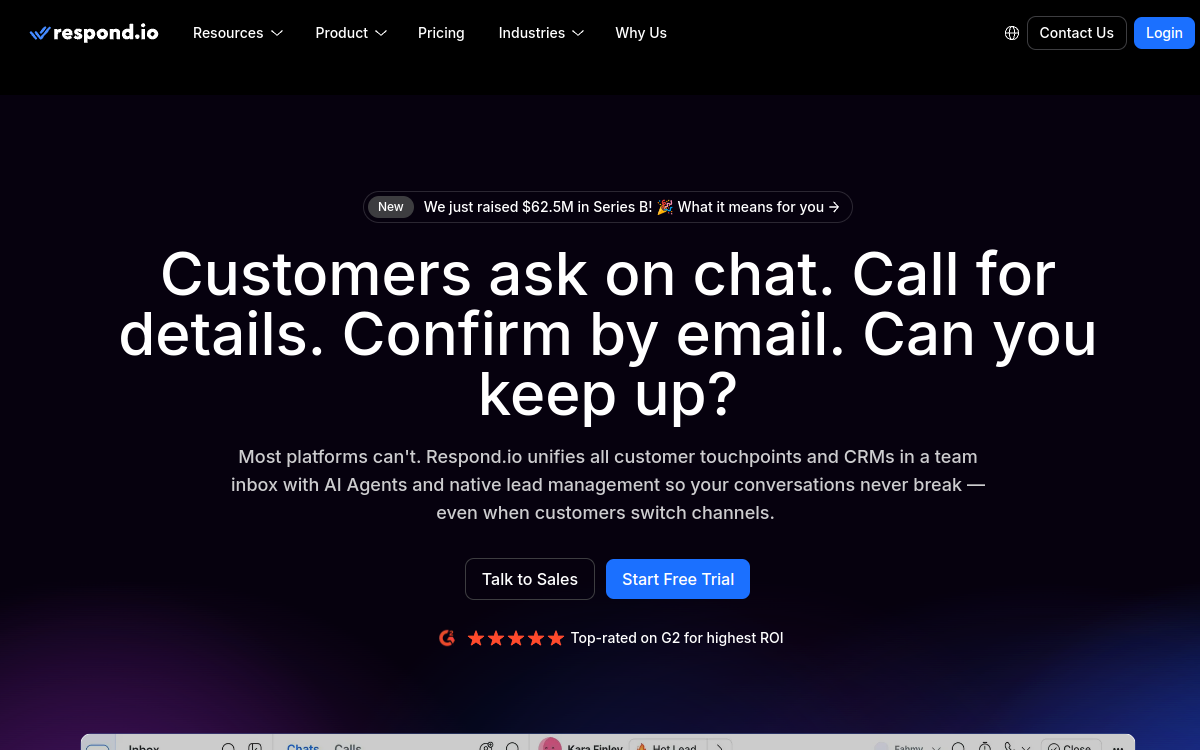 Screenshot of Respond.io