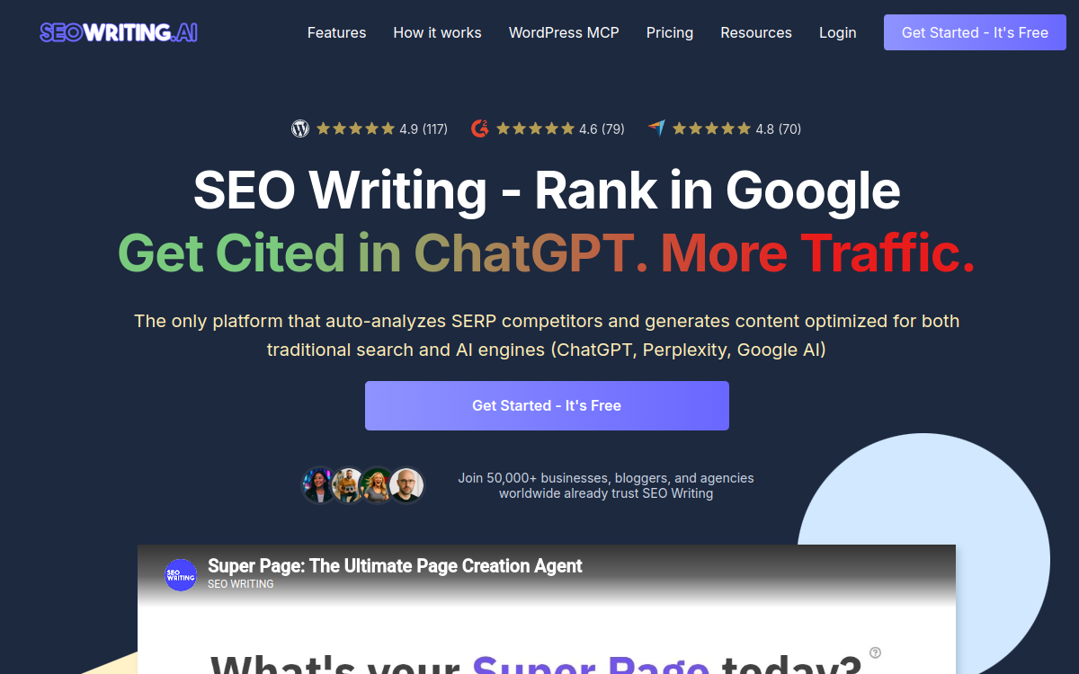 Screenshot of SEOWriting AI