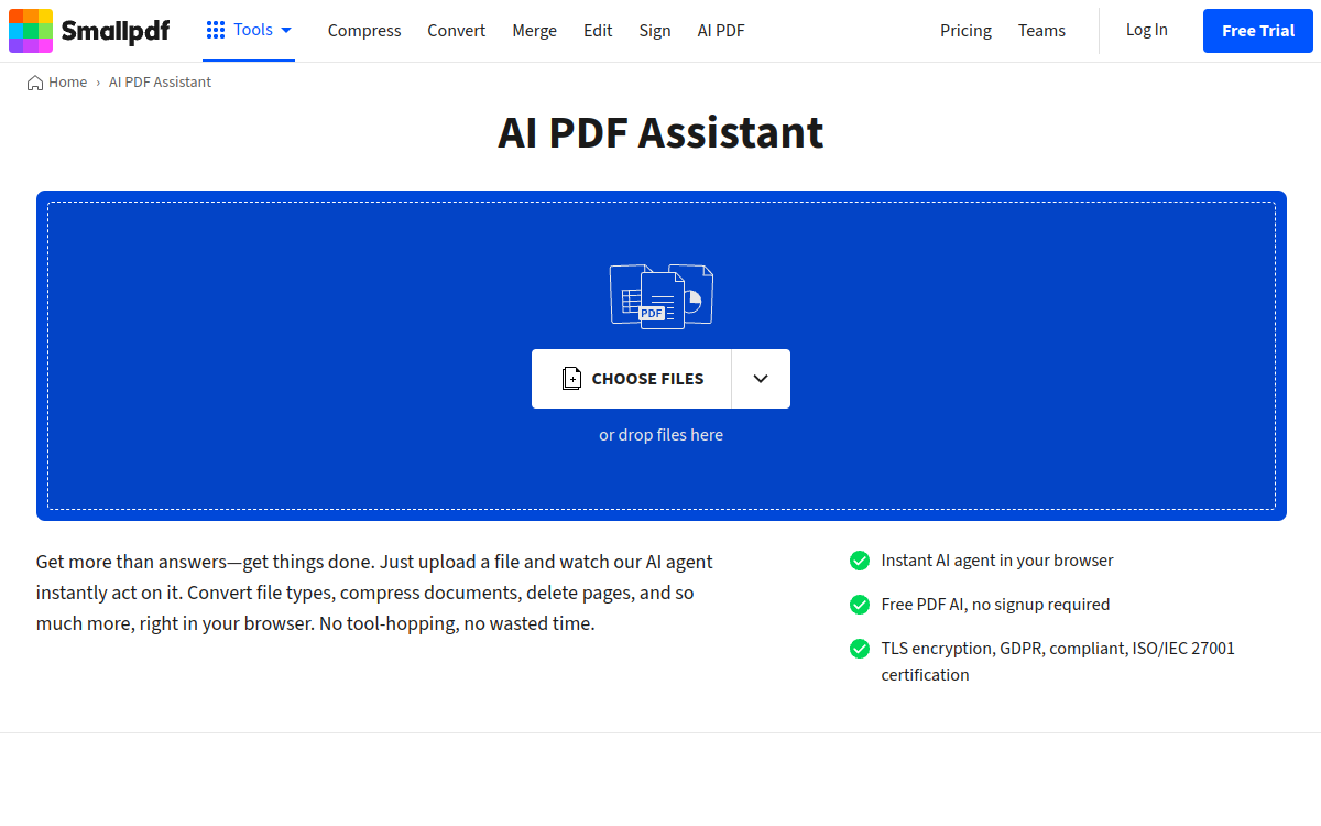 Screenshot of Smallpdf AI