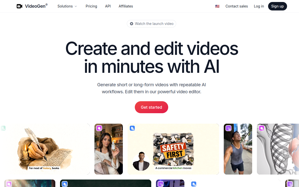 Screenshot of VideoGen