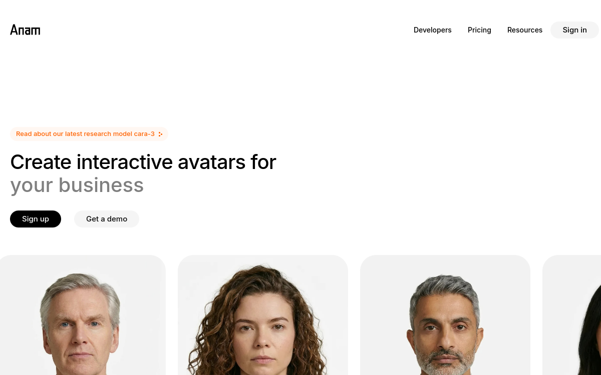 Screenshot of Anam AI