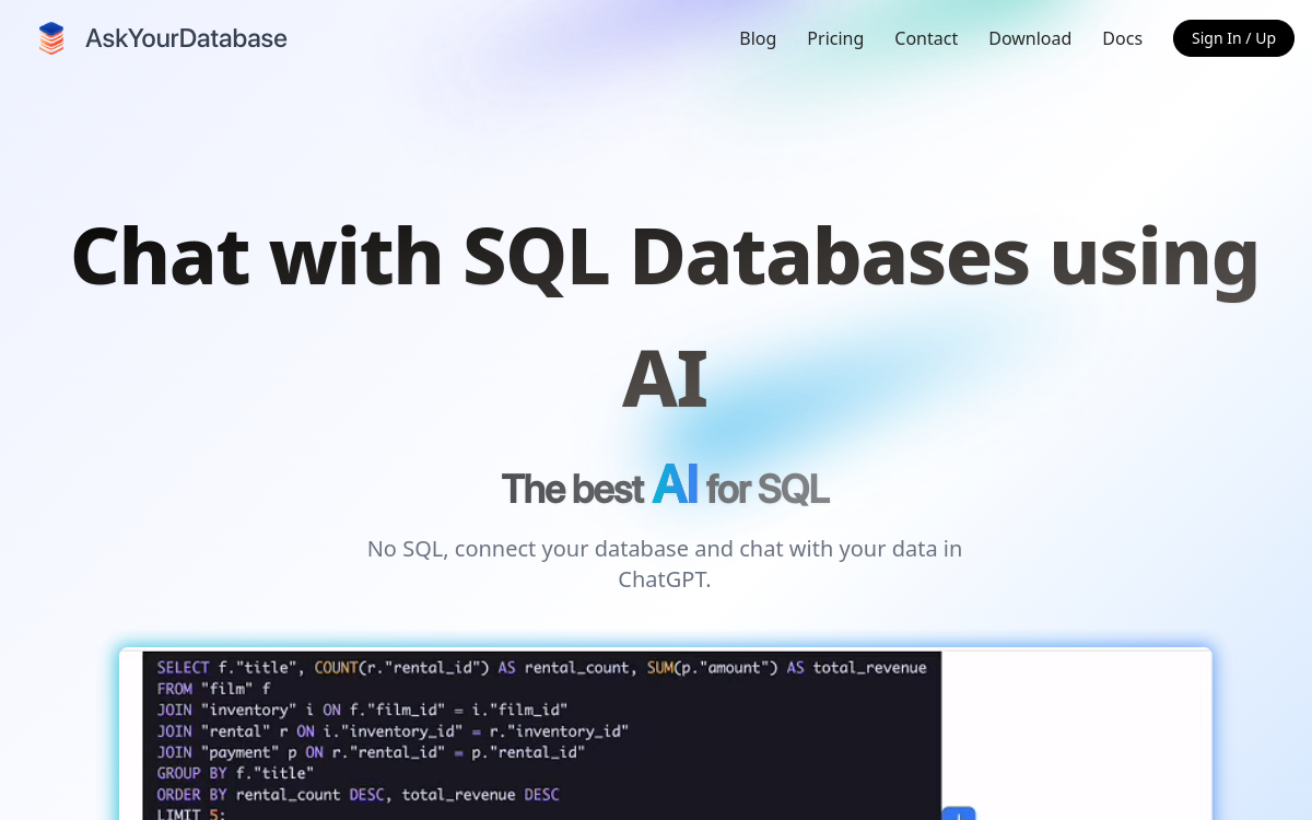 Screenshot of AskYourDatabase
