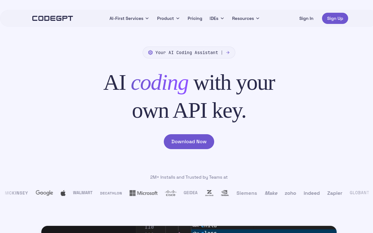 Screenshot of CodeGPT