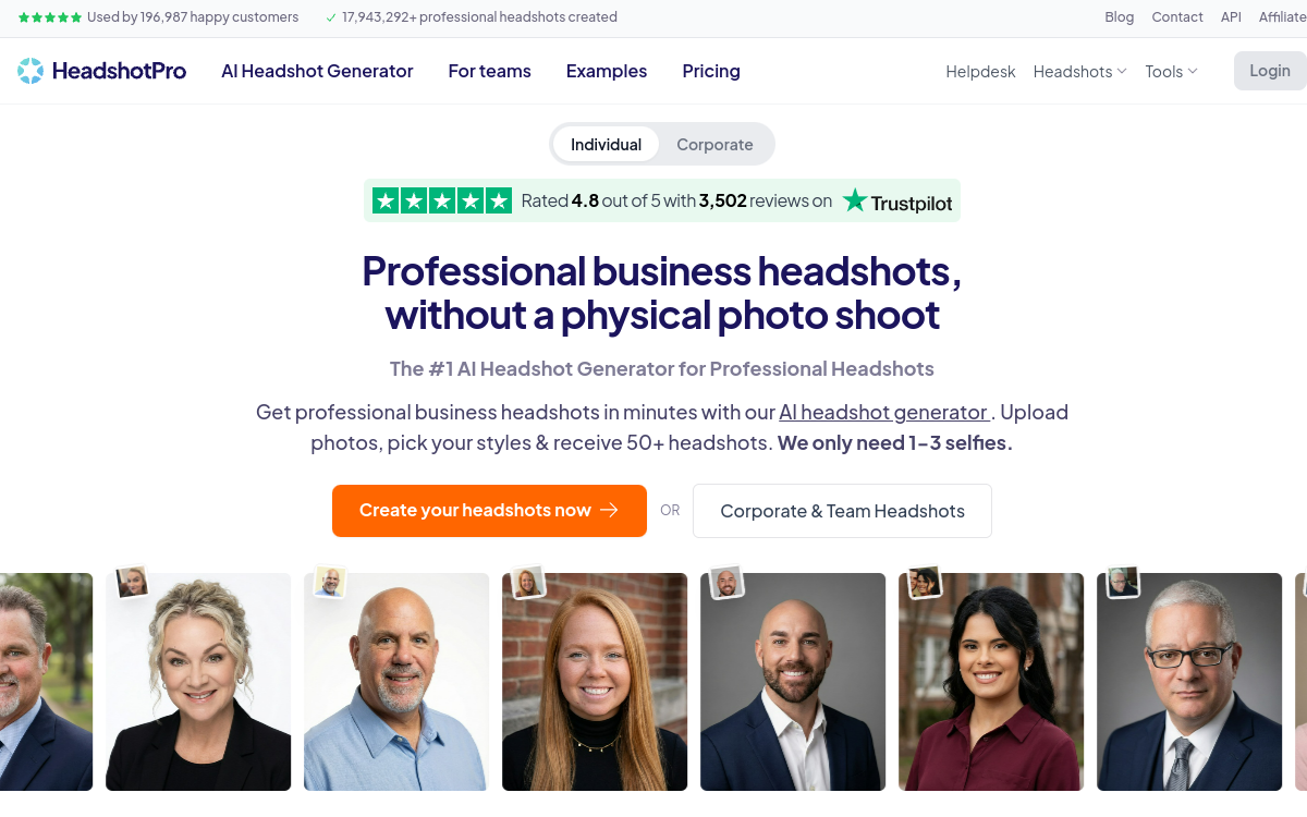 Screenshot of HeadshotPro