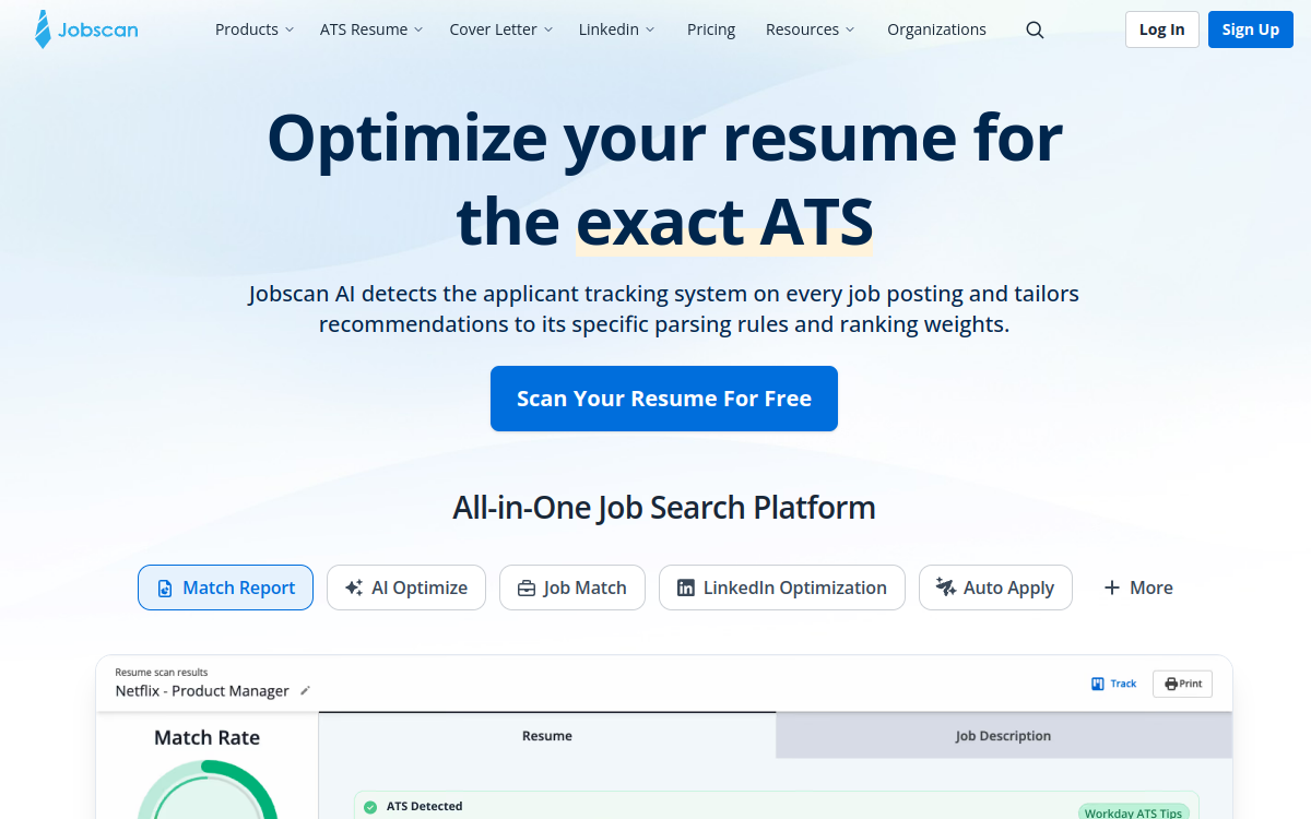 Screenshot of Jobscan