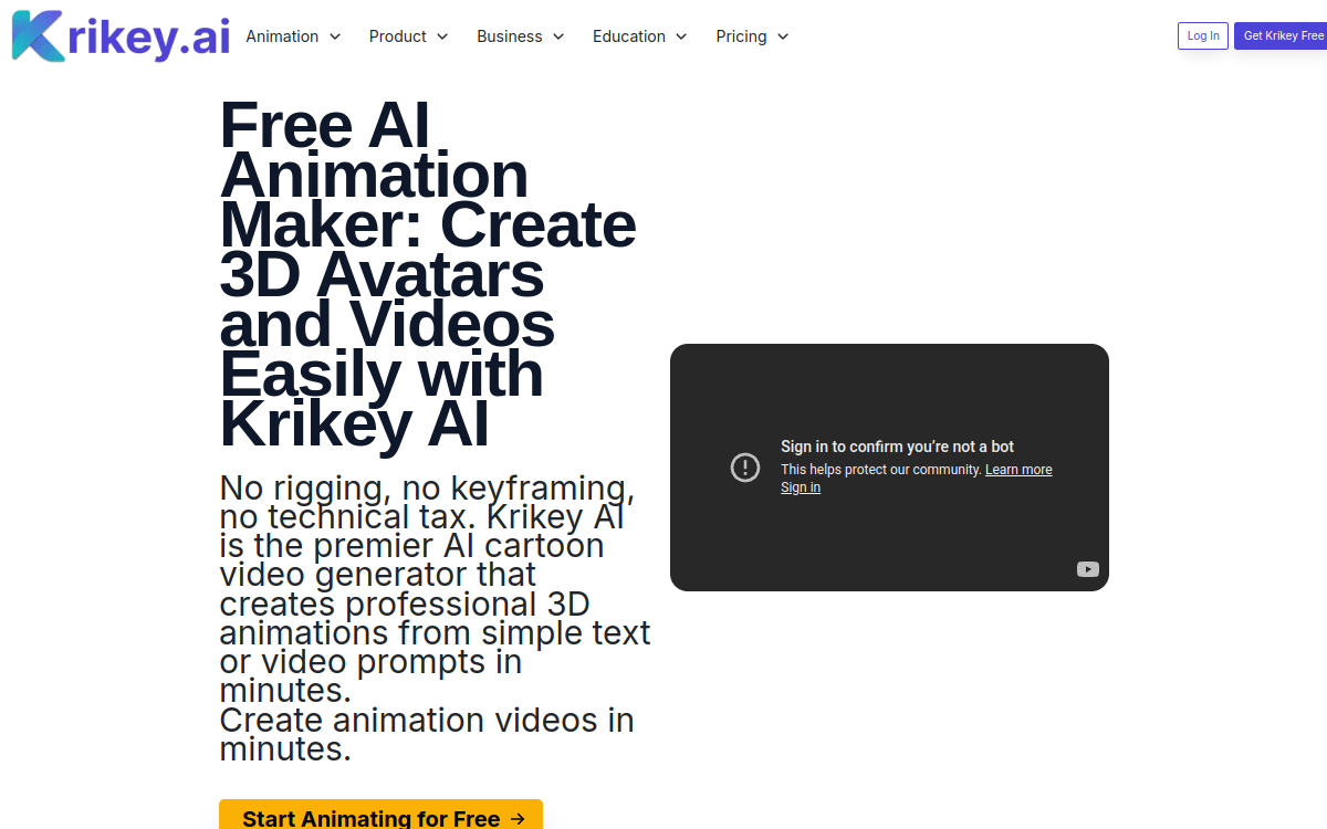 Screenshot of Krikey AI