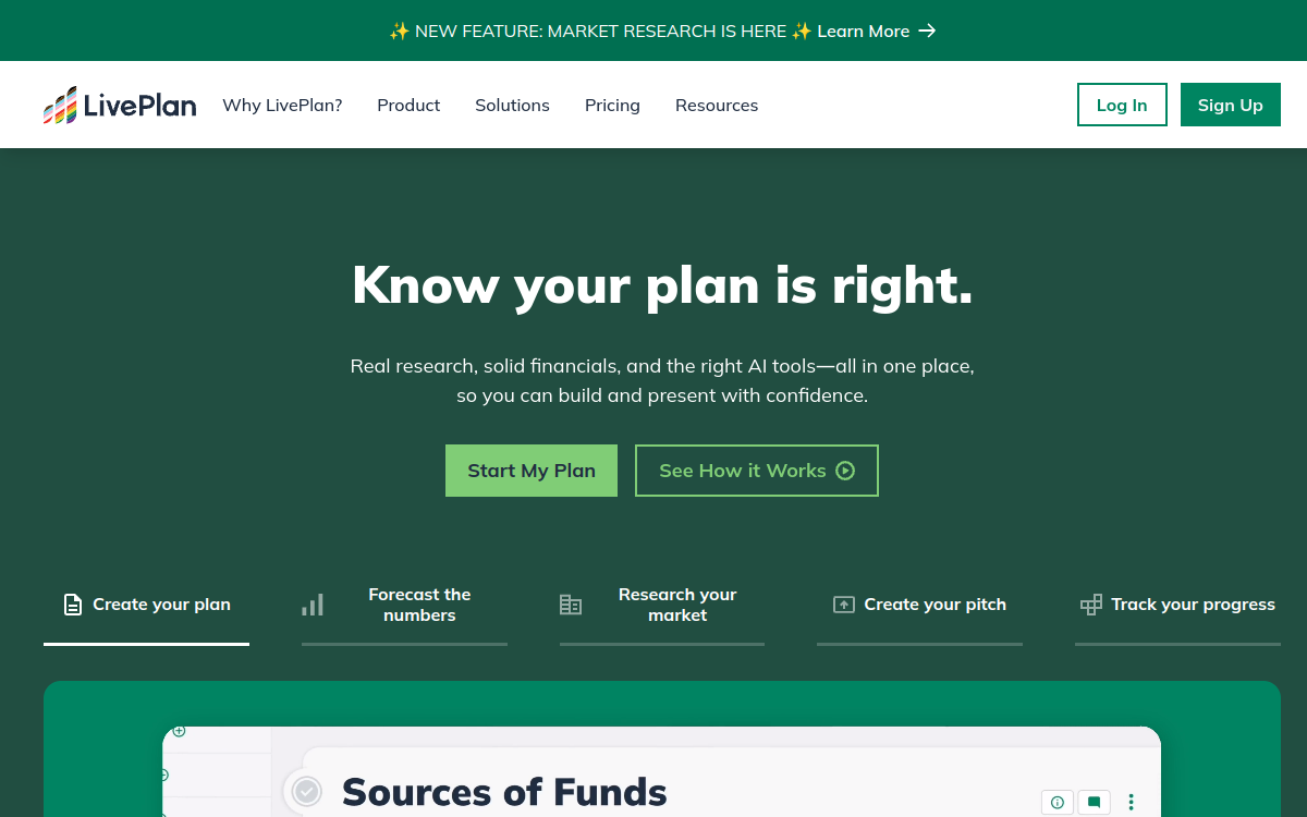 Screenshot of LivePlan
