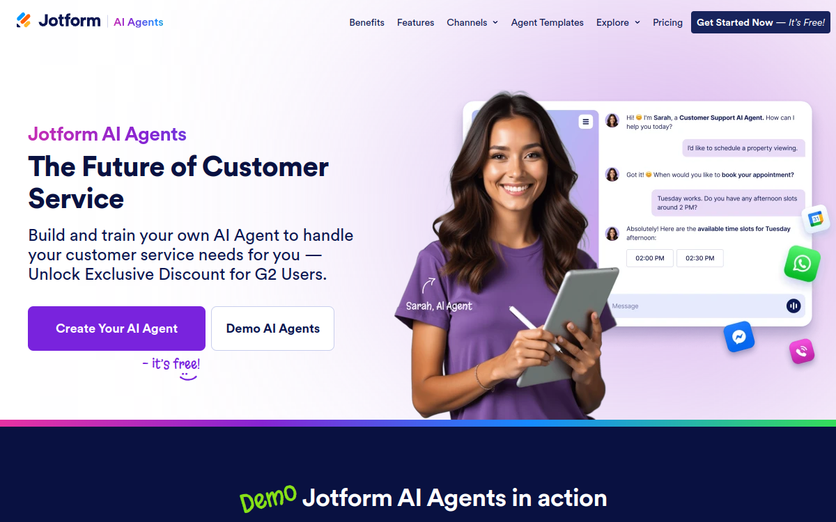 Screenshot of Jotform AI Agents