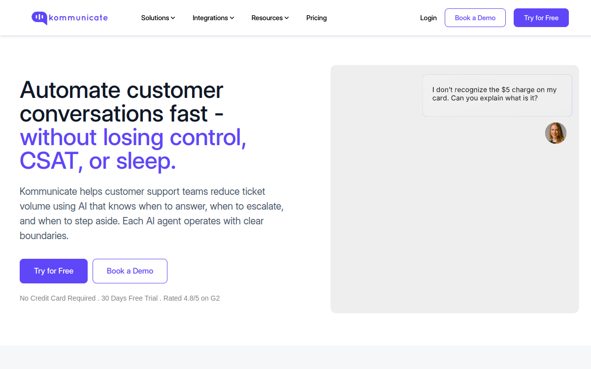 Screenshot of Kommunicate