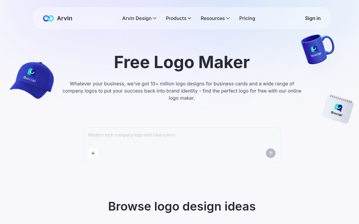 Screenshot of Arvin AI Logo Designer