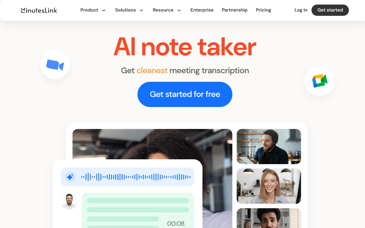 Screenshot of MinutesLink