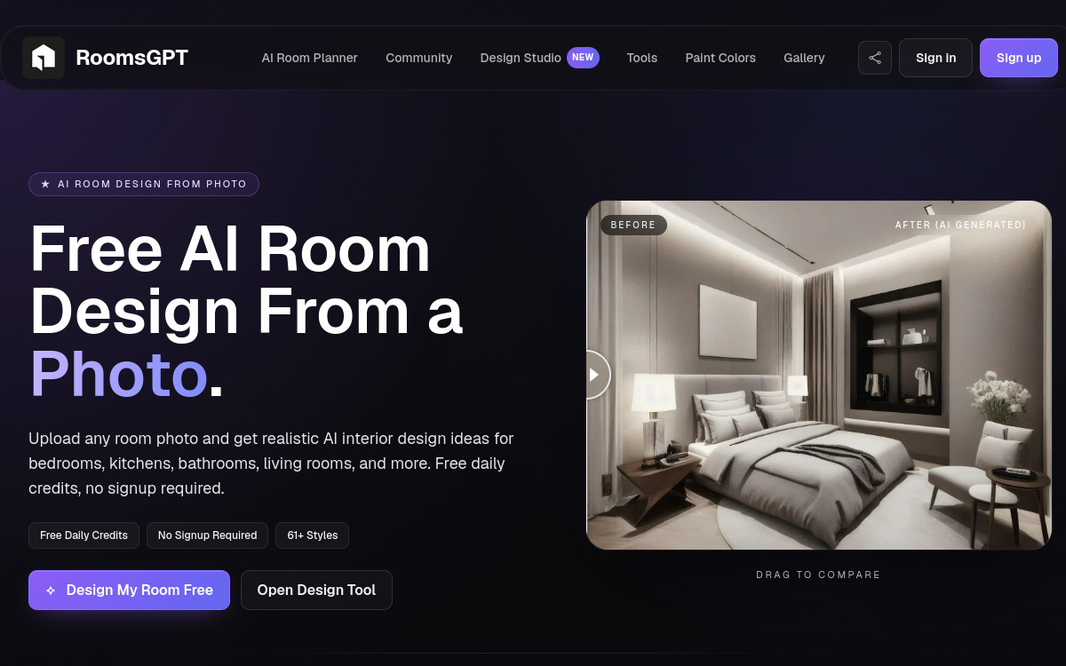Screenshot of RoomsGPT