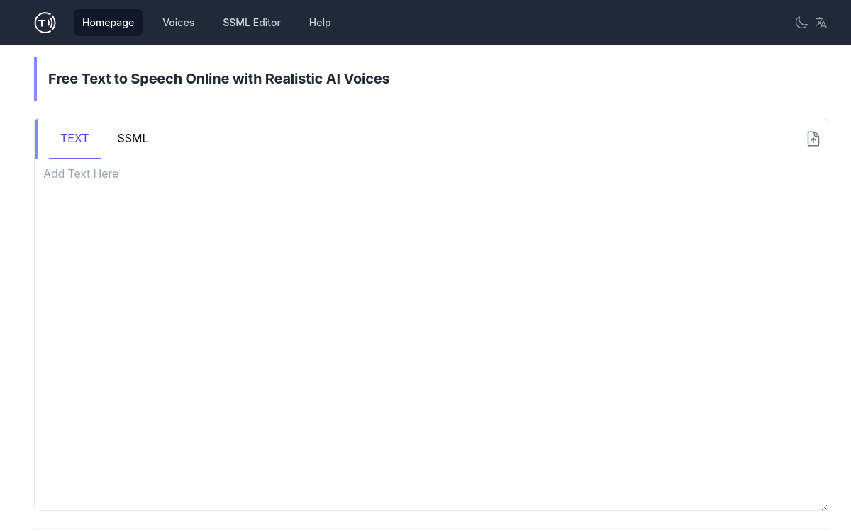 Screenshot of Speech Synthesis Online