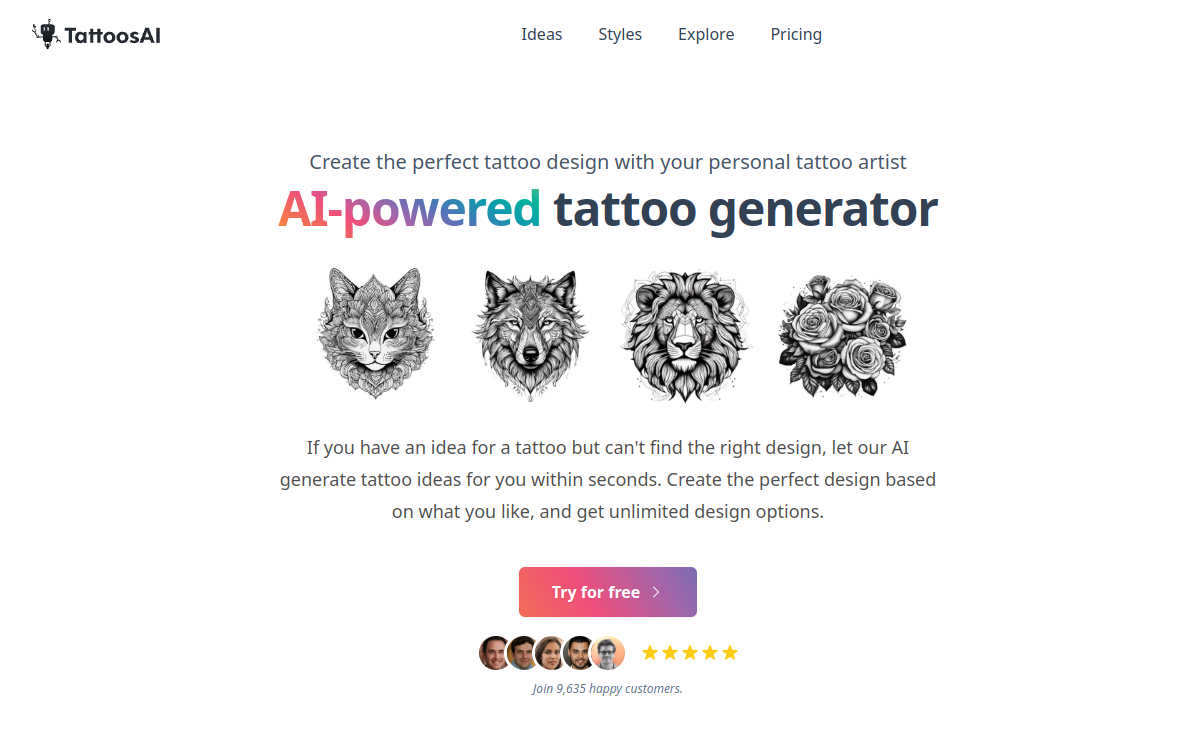Screenshot of TattoosAI