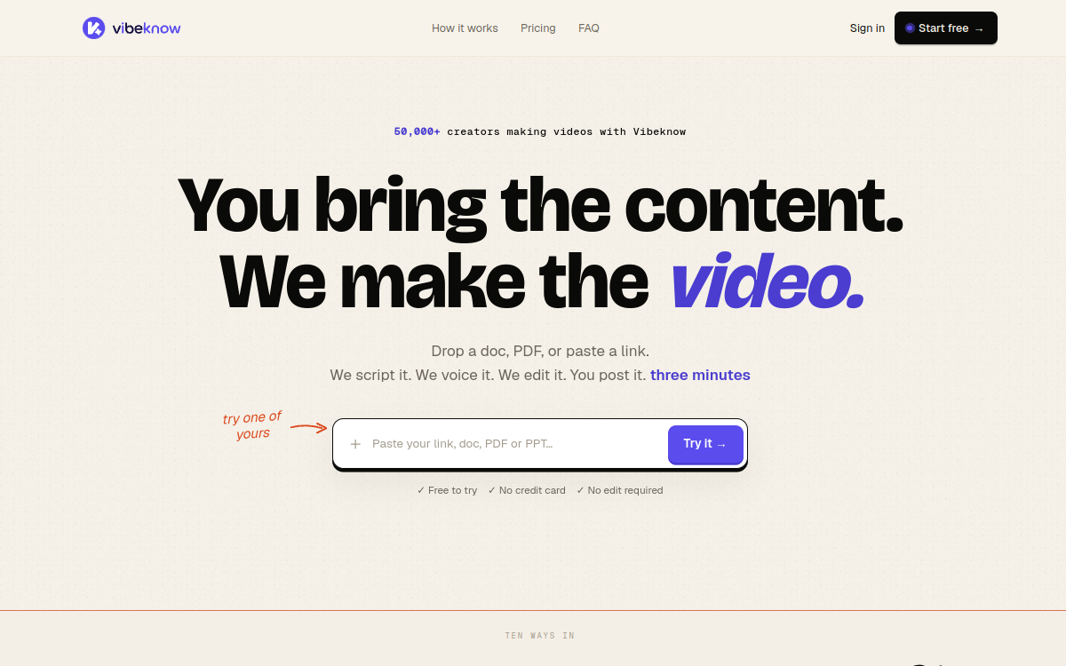 Screenshot of VibeKnow AI