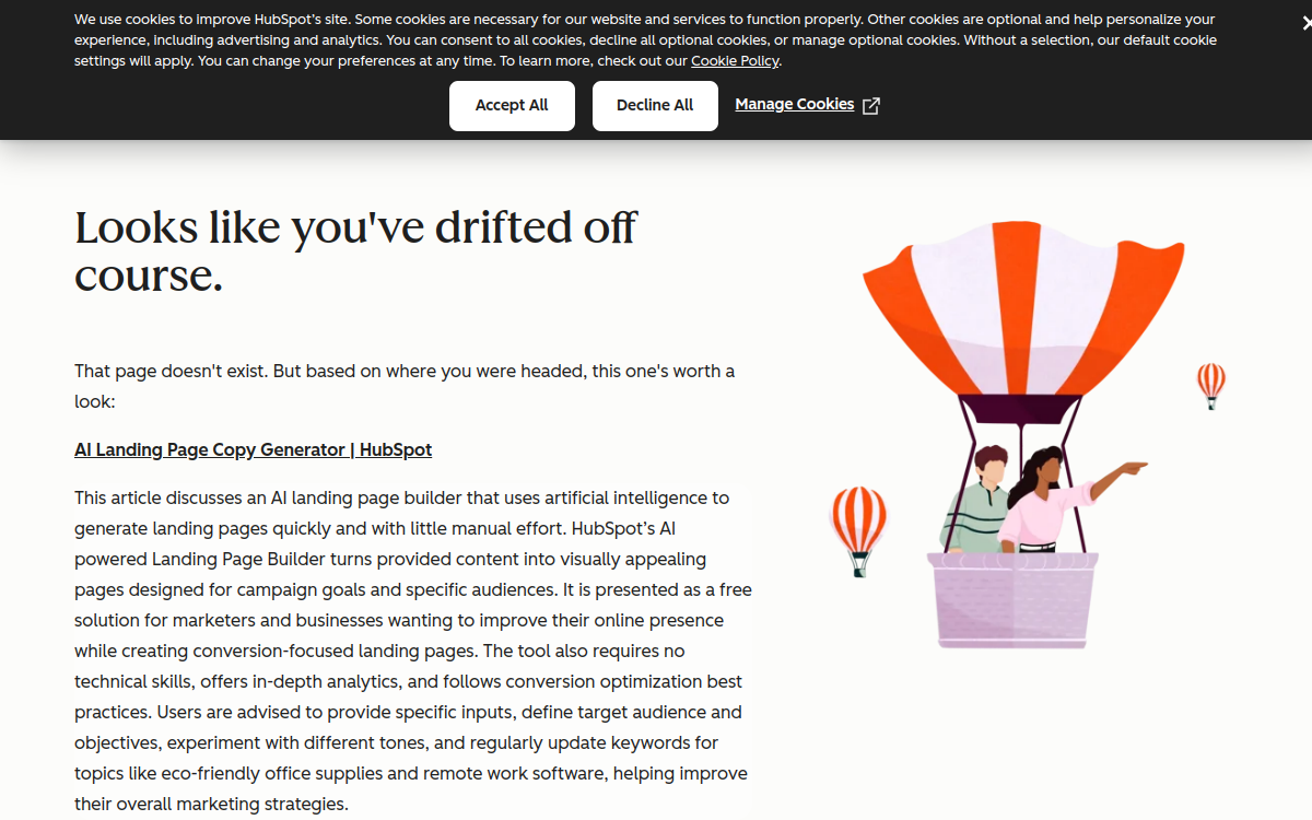 Screenshot of HubSpot AI Website Generator