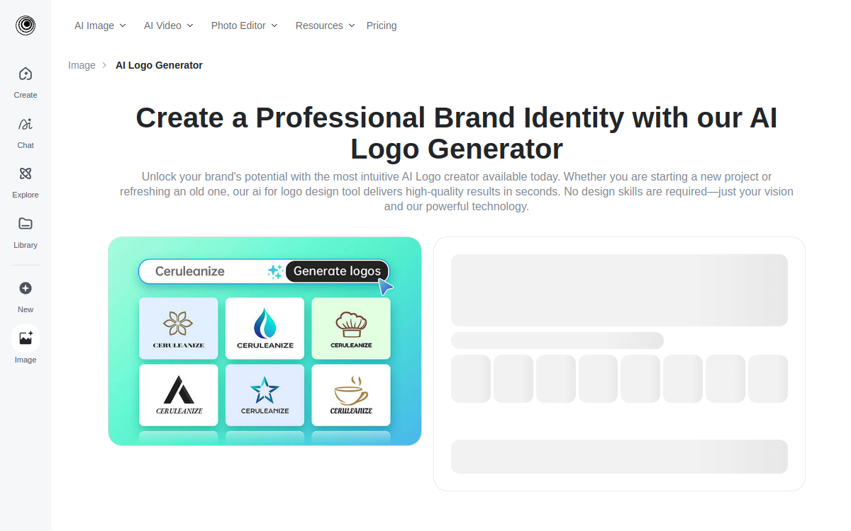 Screenshot of insMind AI Logo Generator