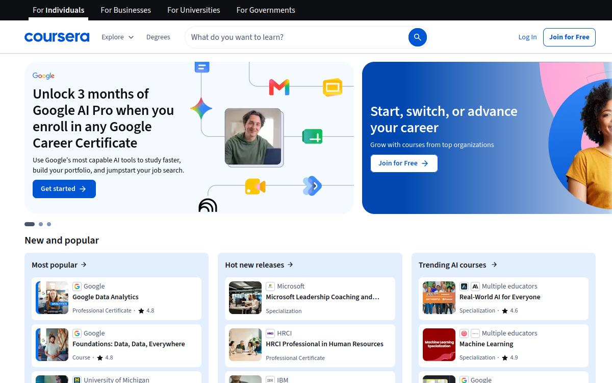 Screenshot of Coursera