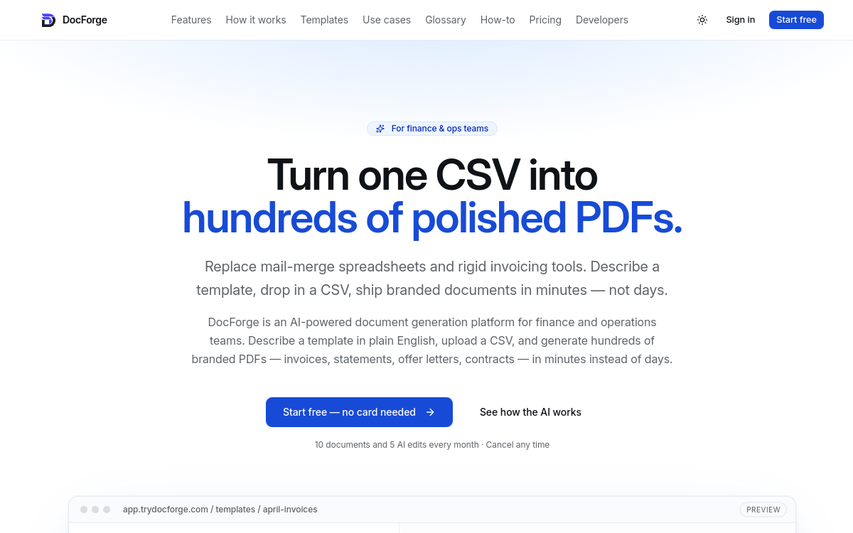 Screenshot of DocForge