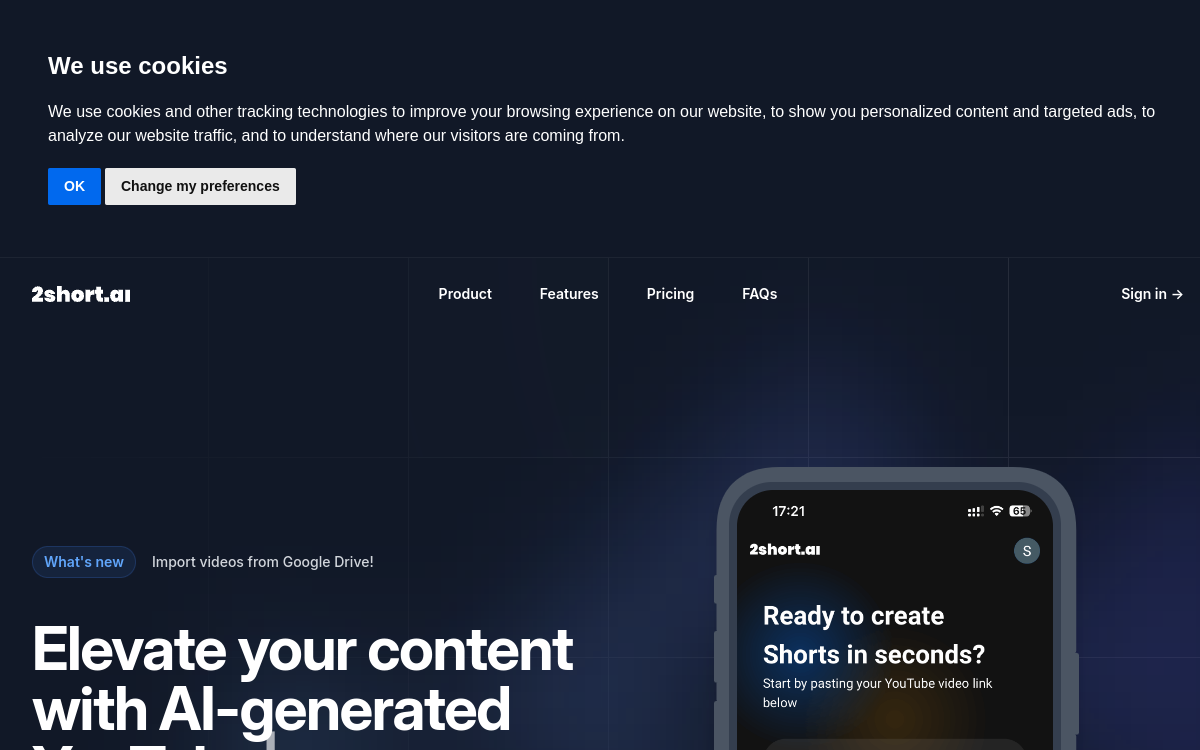 Screenshot of 2short.ai
