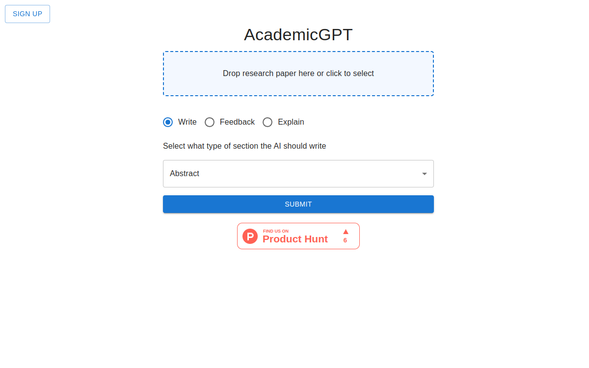 Screenshot of AcademicGPT