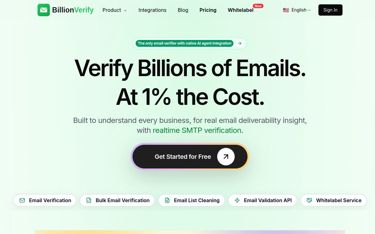 Screenshot of BillionVerify