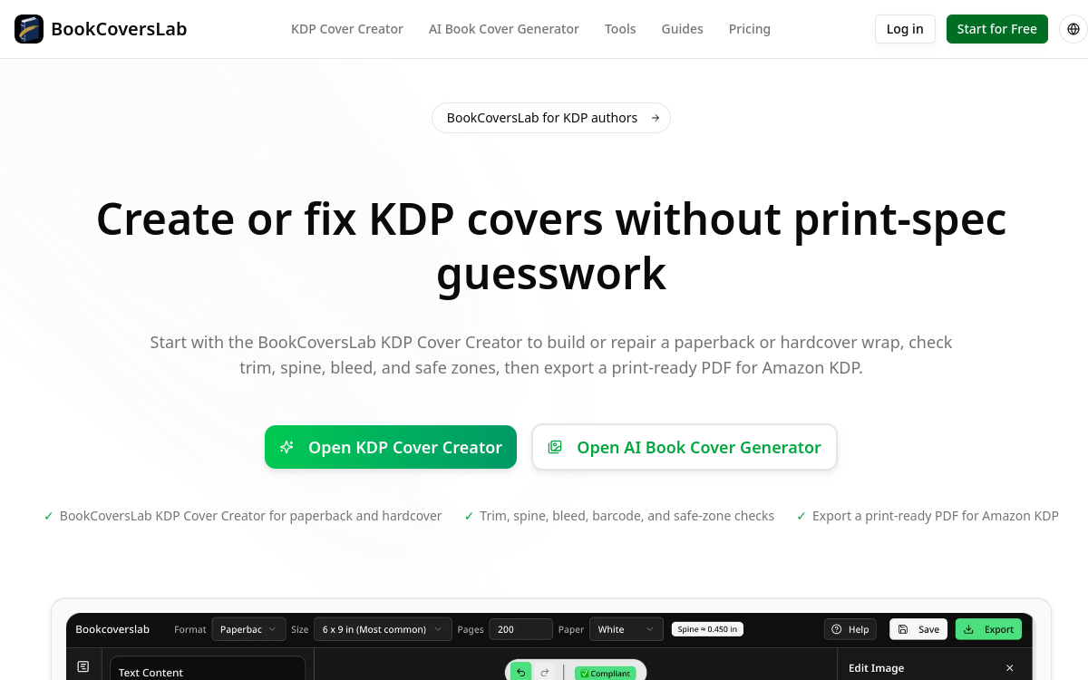 Screenshot of BookCoversLab