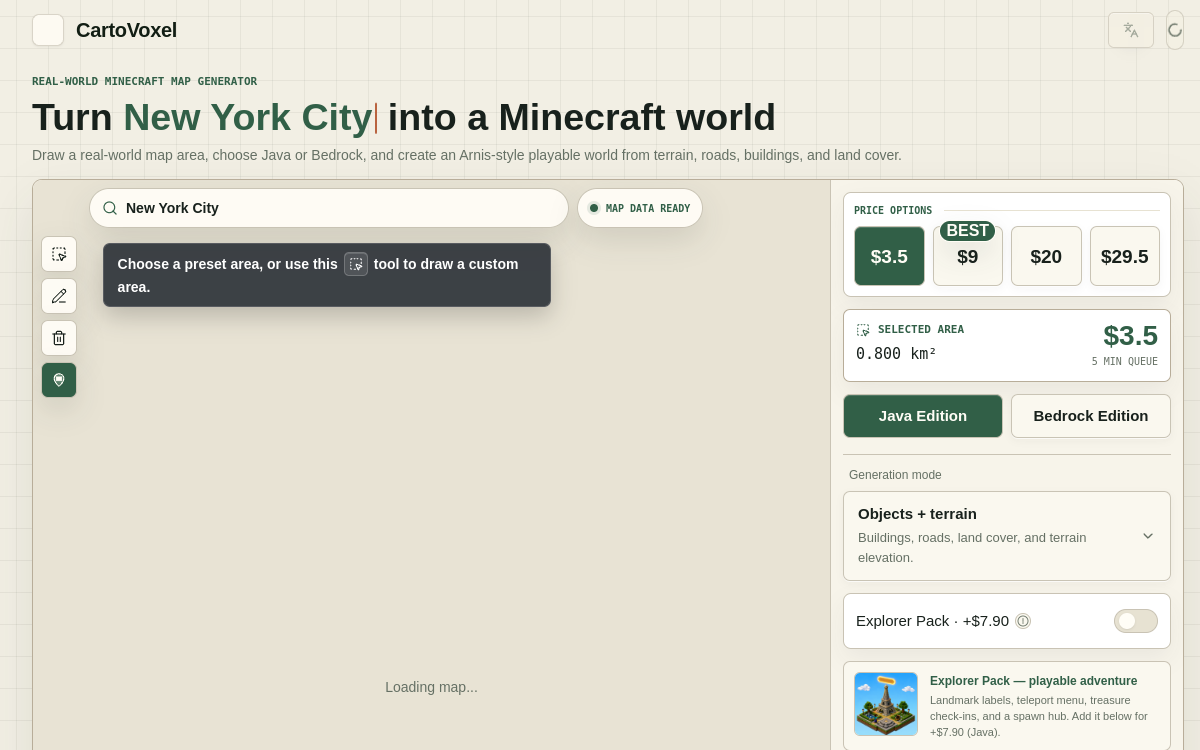 Screenshot of CartoVoxel