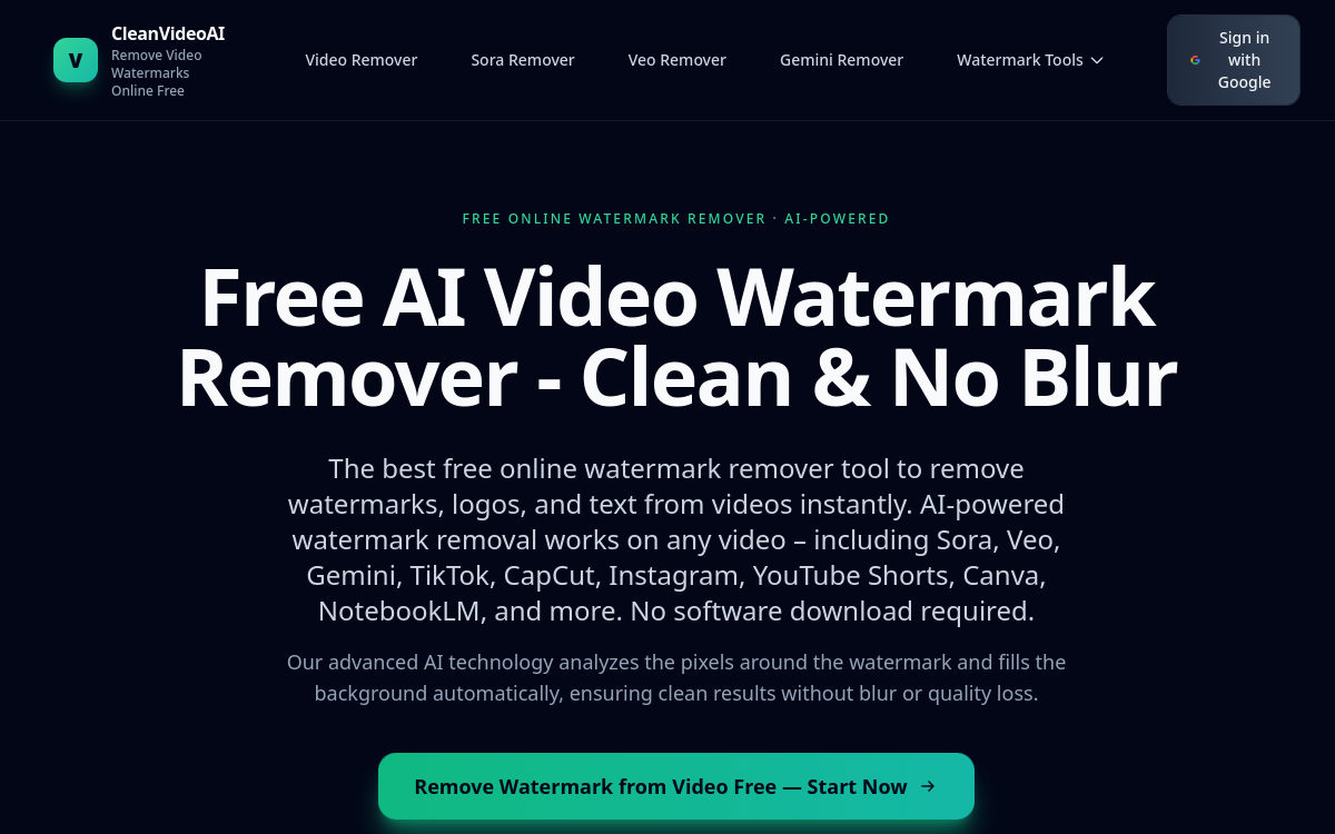Screenshot of CleanVideoAI
