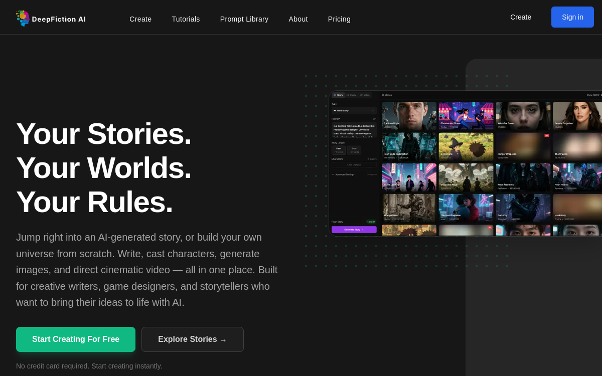 Screenshot of DeepFiction