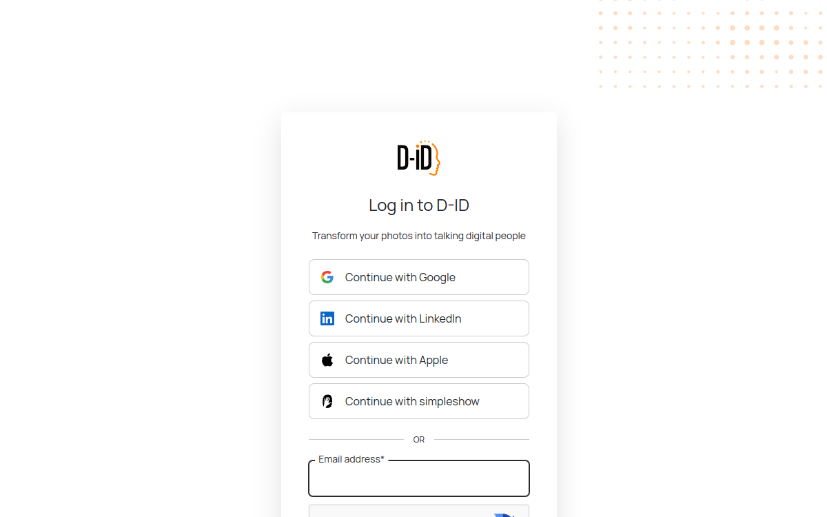 Screenshot of D-ID Creative Reality Studio