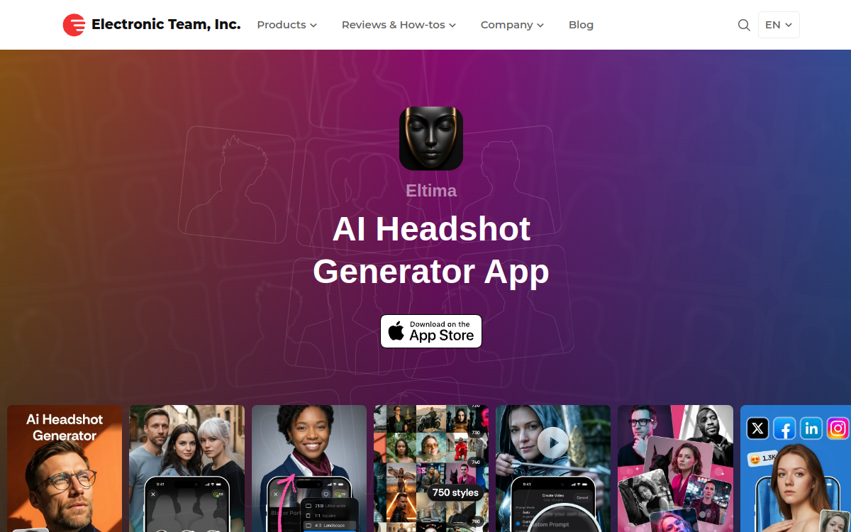 Screenshot of Eltima AI Headshot Generator