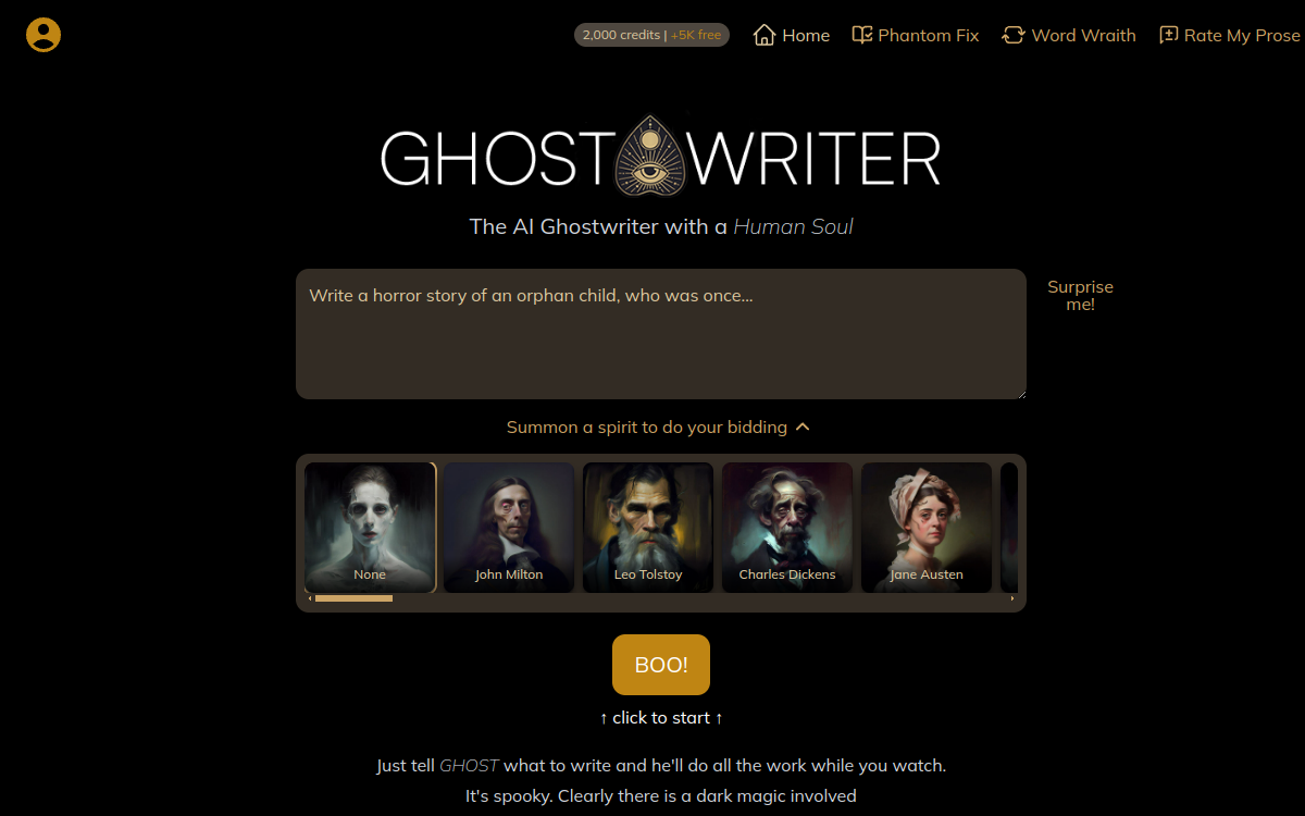 Screenshot of GhosttheWriter