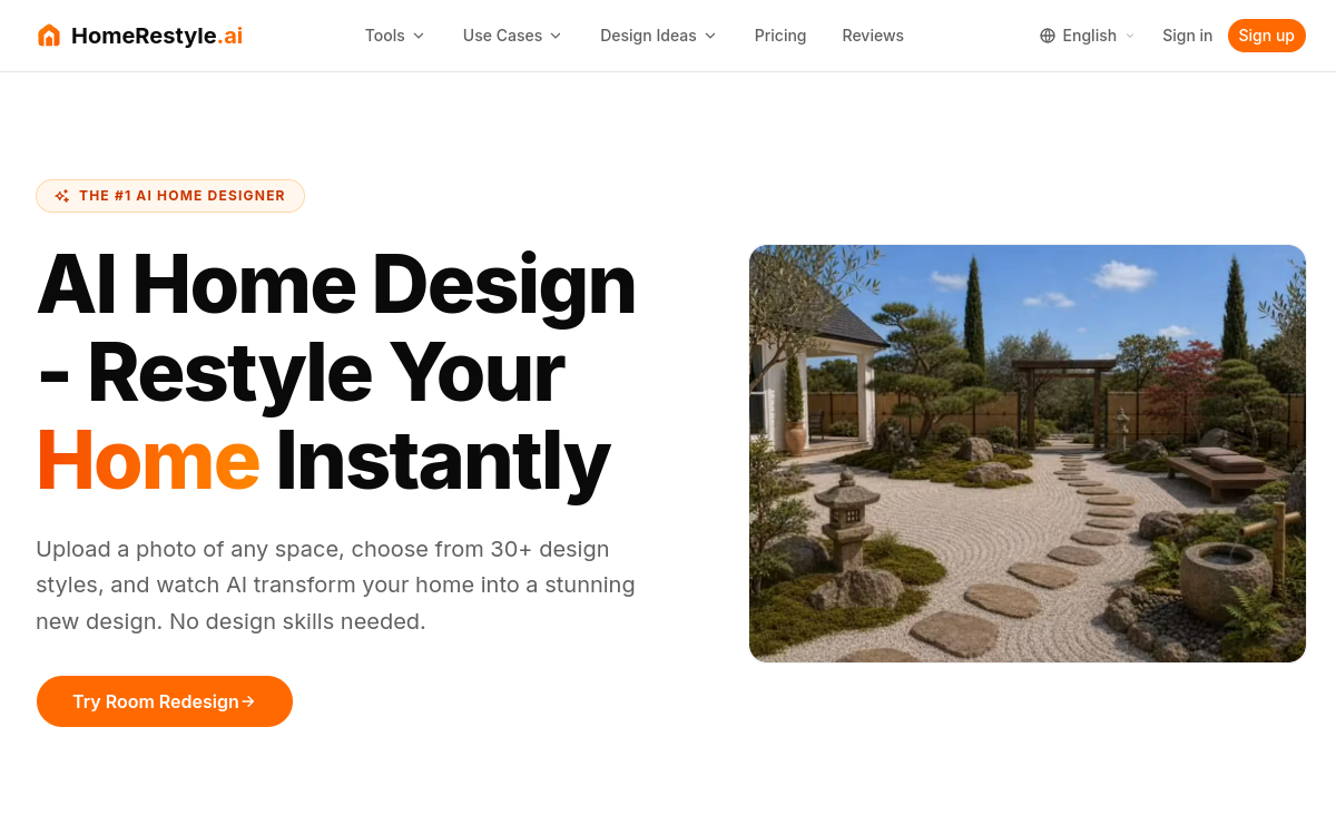 Screenshot of HomeRestyle.ai