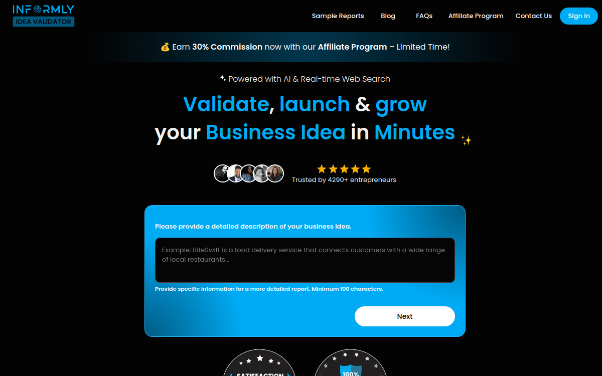 Screenshot of Informly Idea Validator