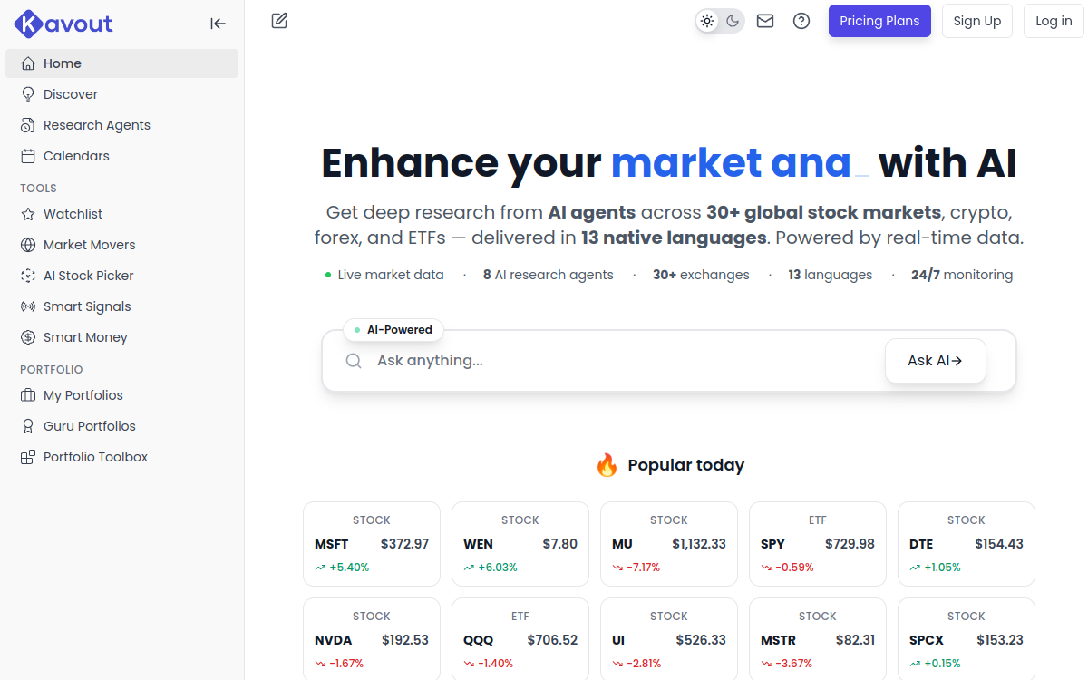 Screenshot of Kavout