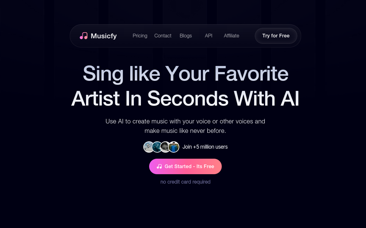 Screenshot of Musicfy AI