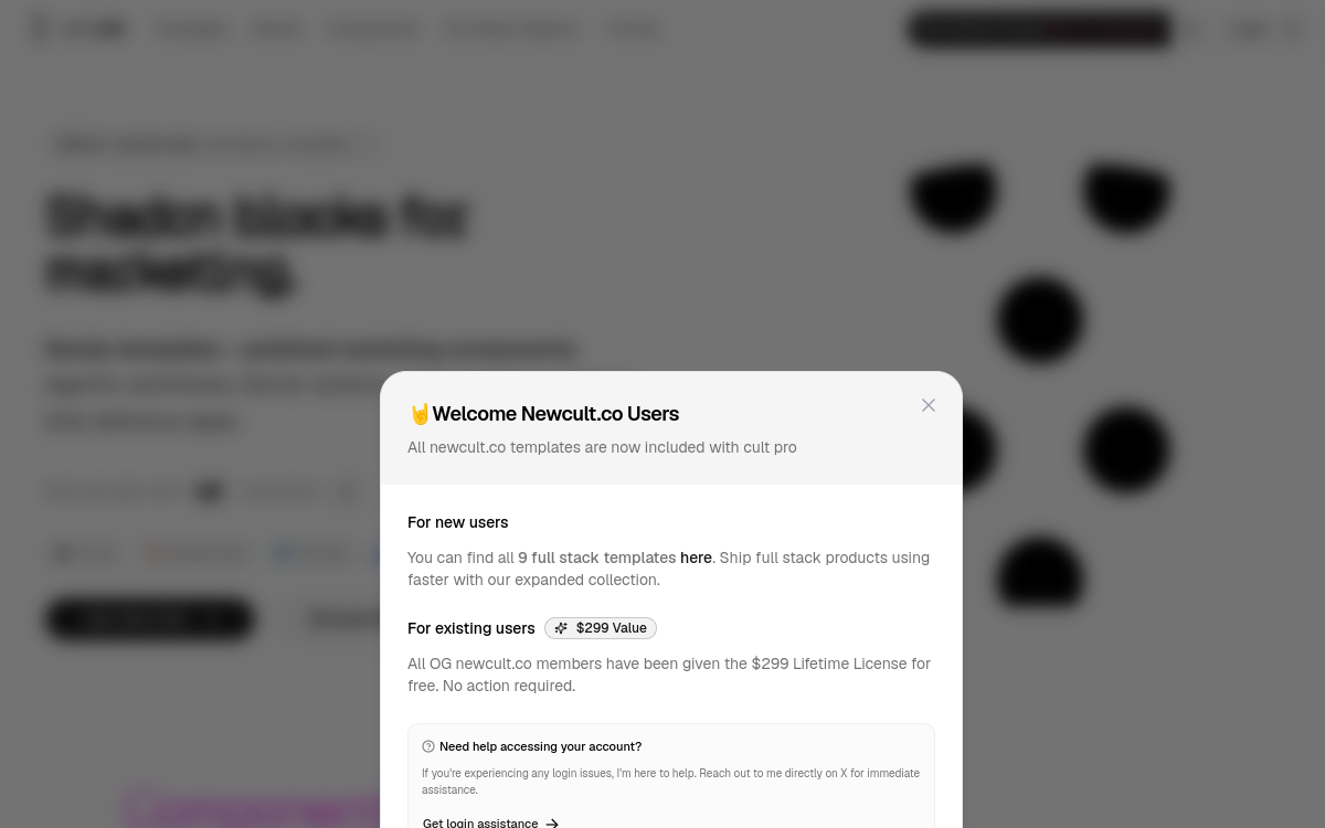 Screenshot of Cult UI Pro