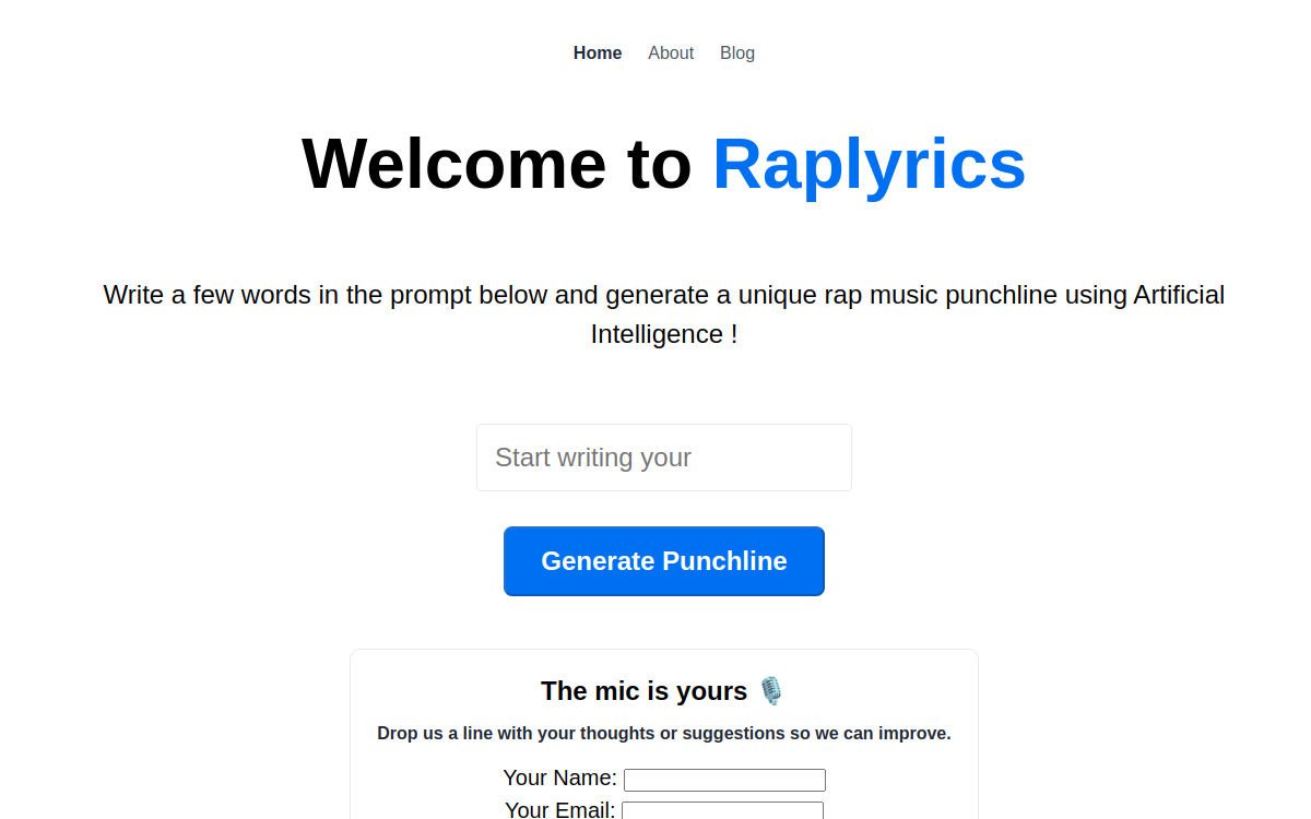 Screenshot of RapLyrics