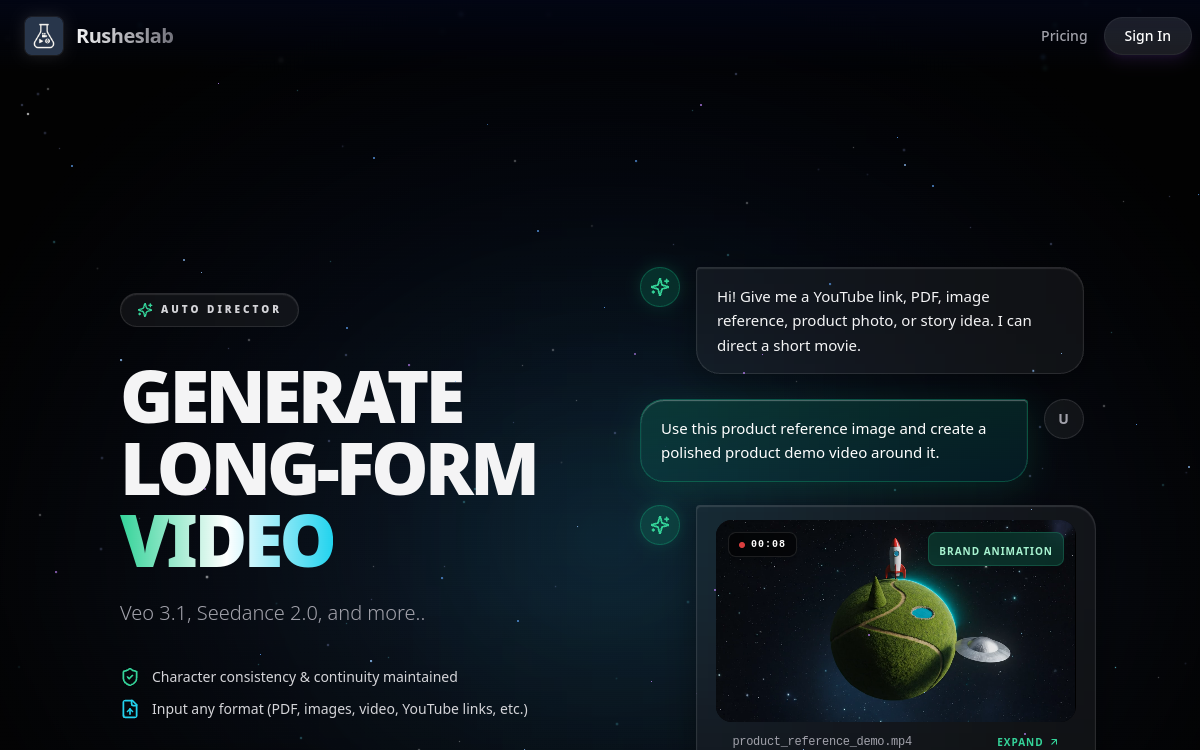 Screenshot of RushesLab