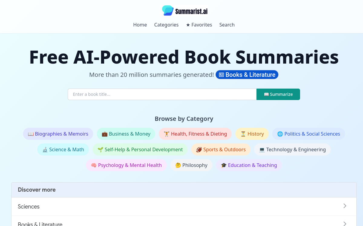 Screenshot of Summarist