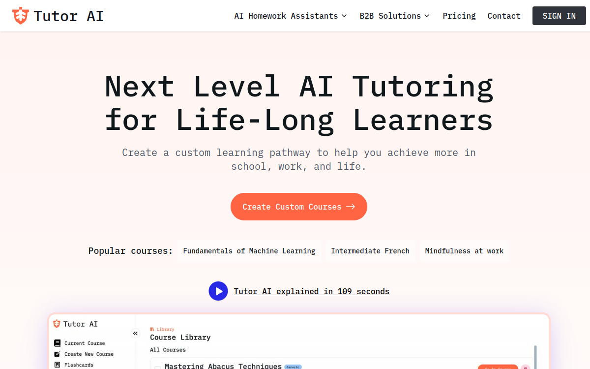 Screenshot of Tutor AI